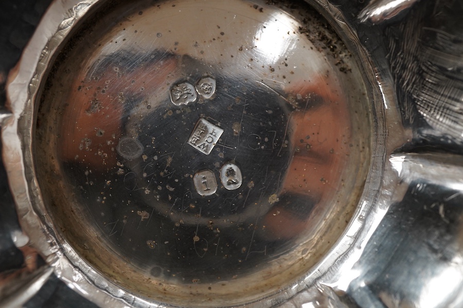 A George IV silver cream jug, with engraved monogram, by William, Charles and Henry Eley, London, 1824, height 10.5cm, 7.7oz.